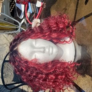 Lace front red curly wig